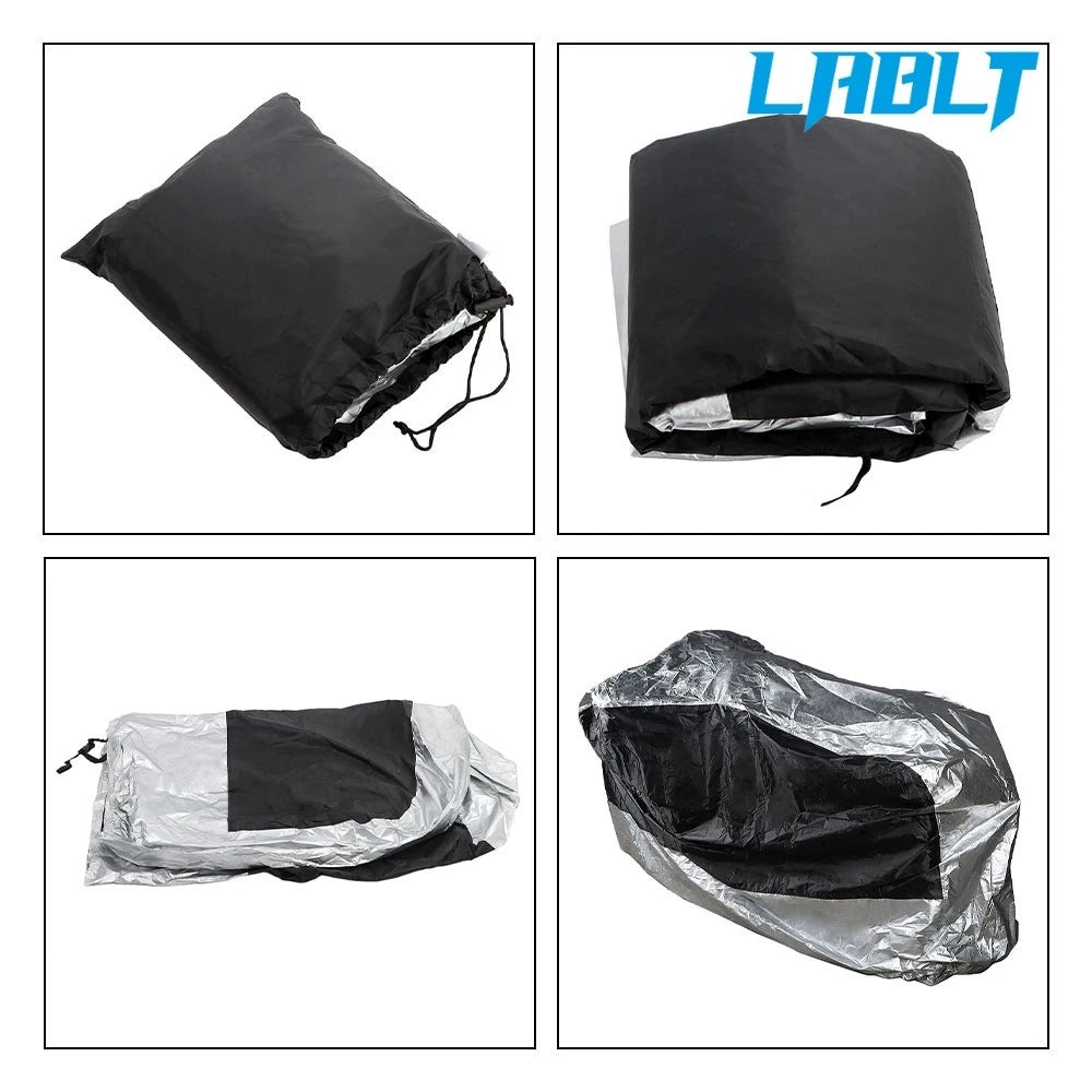 Motorcycle Cover 190T Waterproof for Black And Silver XXXL Size