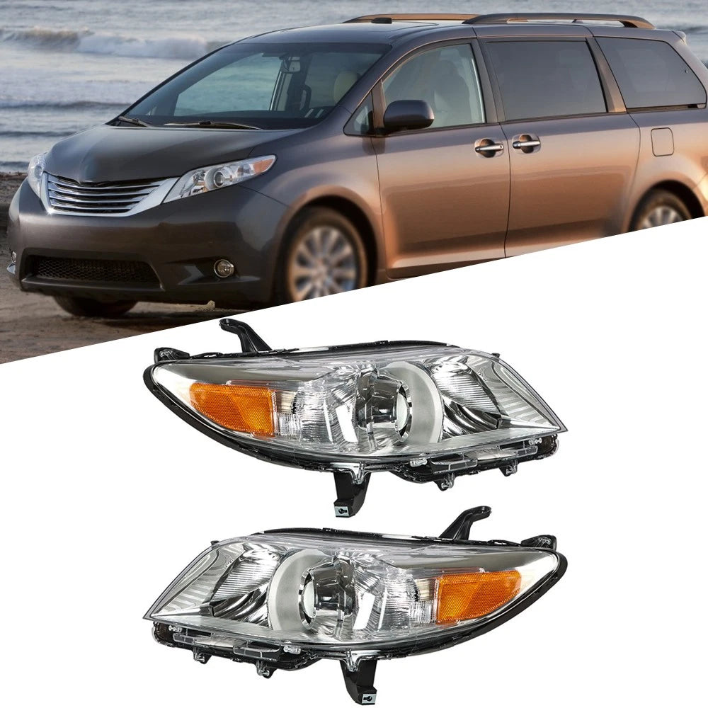 Headlight Assembly for Toyota Sienna (2011–2013) Chrome Clear Left & Right