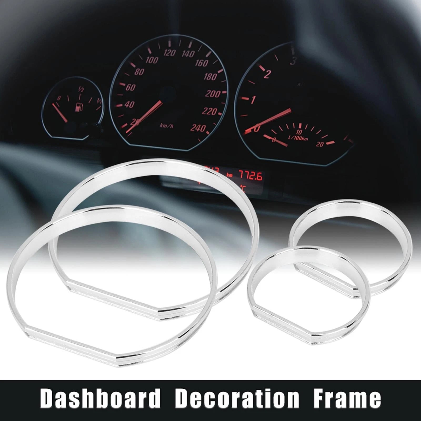 Chrome Speedometer Gauge Dial Rings Trim Frame Kit for BMW E46 M3 (1999–2006)