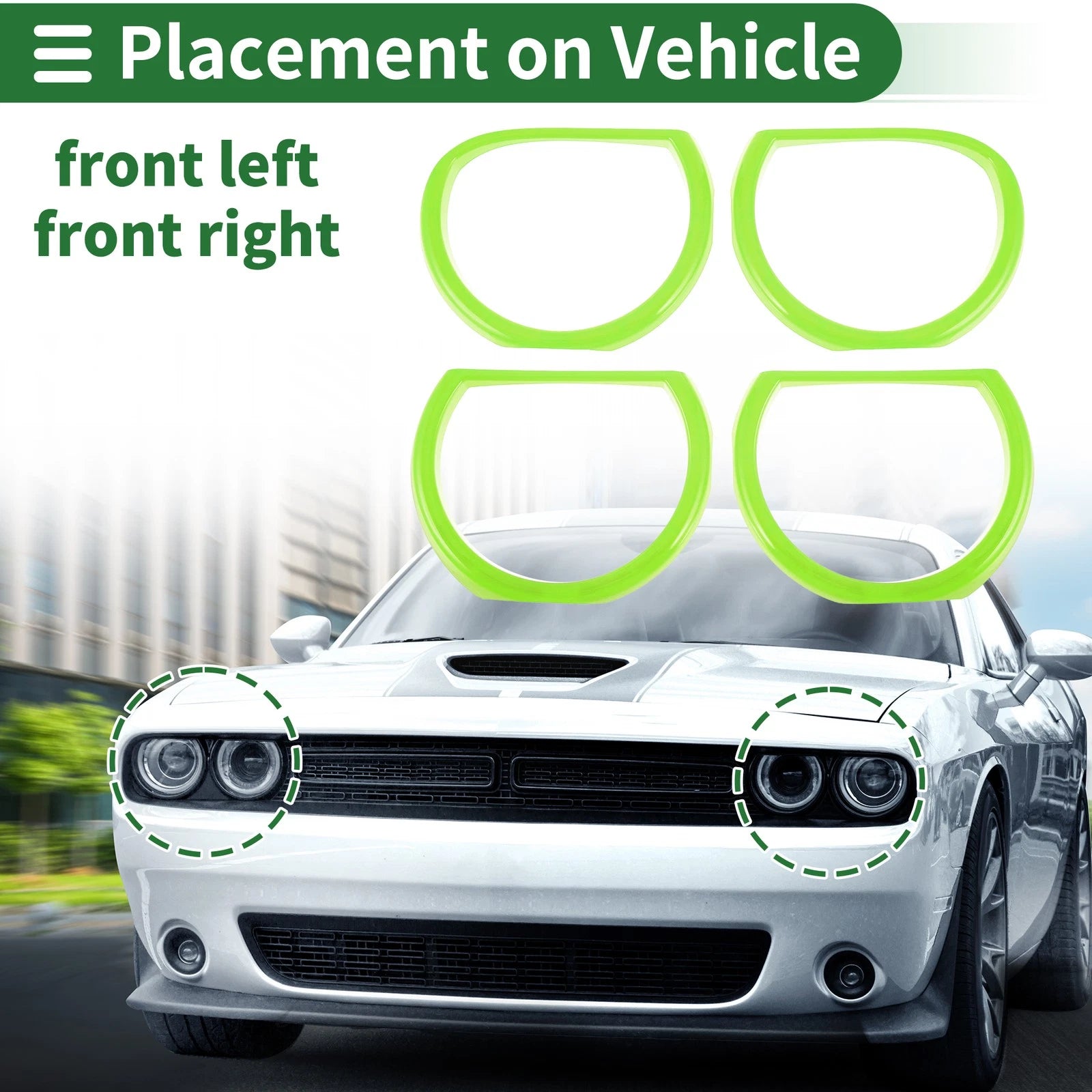 4 Pcs Headlight Trim Bezel Replacement for Dodge Challenger (2015–2024)