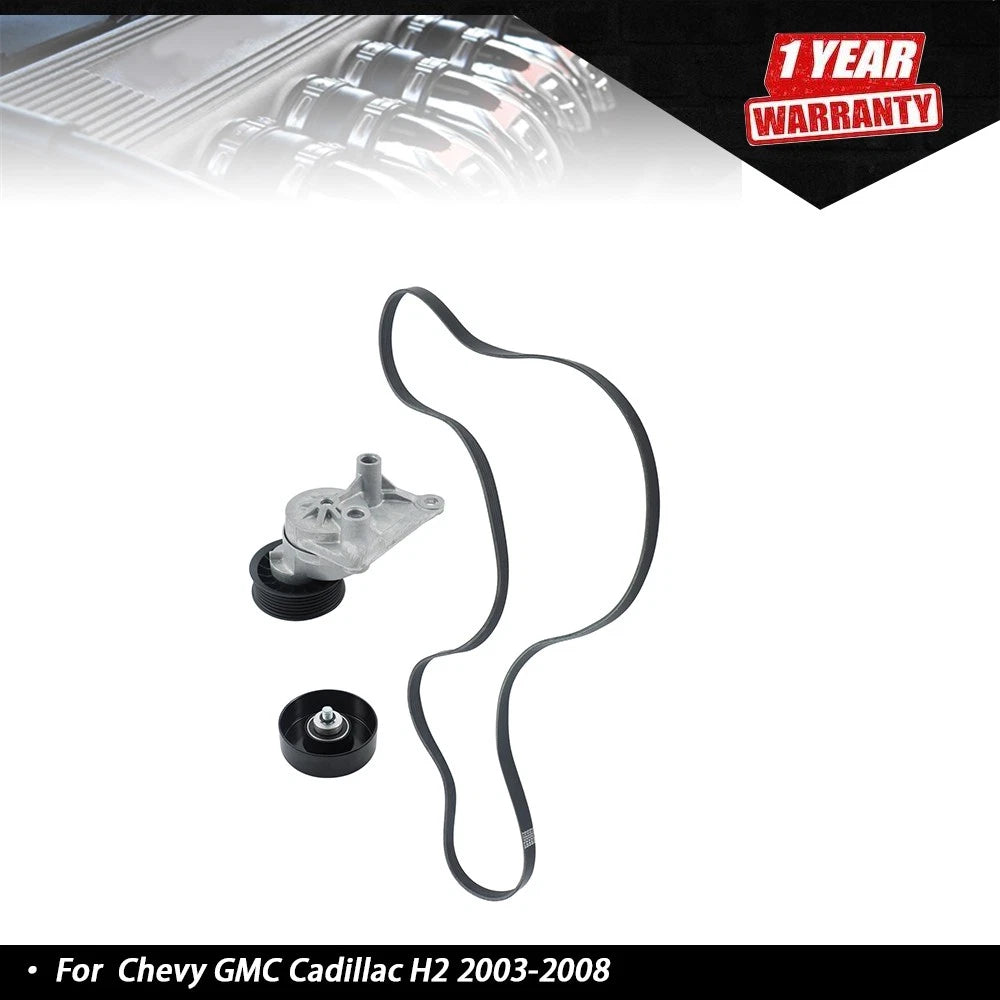 Engine Drive Belt Component Kit 90K-38158C for Chevy GMC Cadillac H2 (2003–2008)