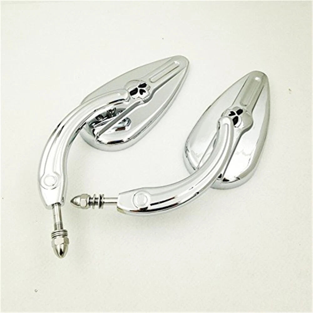 Chrome Skull Side Mirrors for Harley Softail (2000–2023)