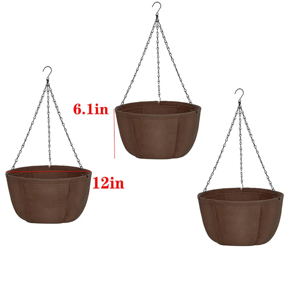 3 Pack Hanging Flower Pots for Indoor Outdoor Use 10/12in