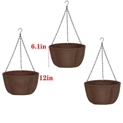 3 Pack Hanging Flower Pots for Indoor Outdoor Use 10/12in