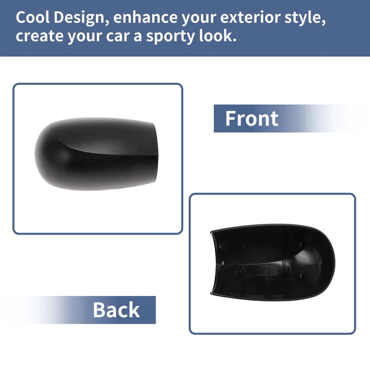 Right Driver Side Mirror Cover Cap for Fiat Punto (1999–2010) Black