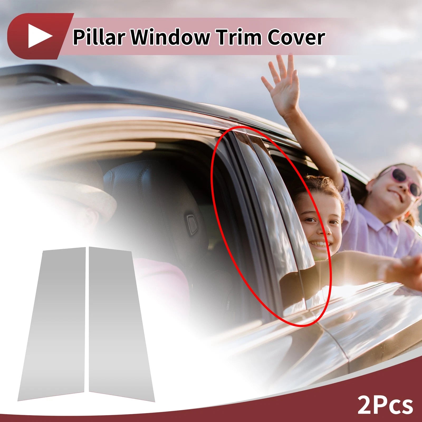 2 Pcs Door Pillar Window Trim Chrome Silver Tone for Volkswagen CC (2009–2018)