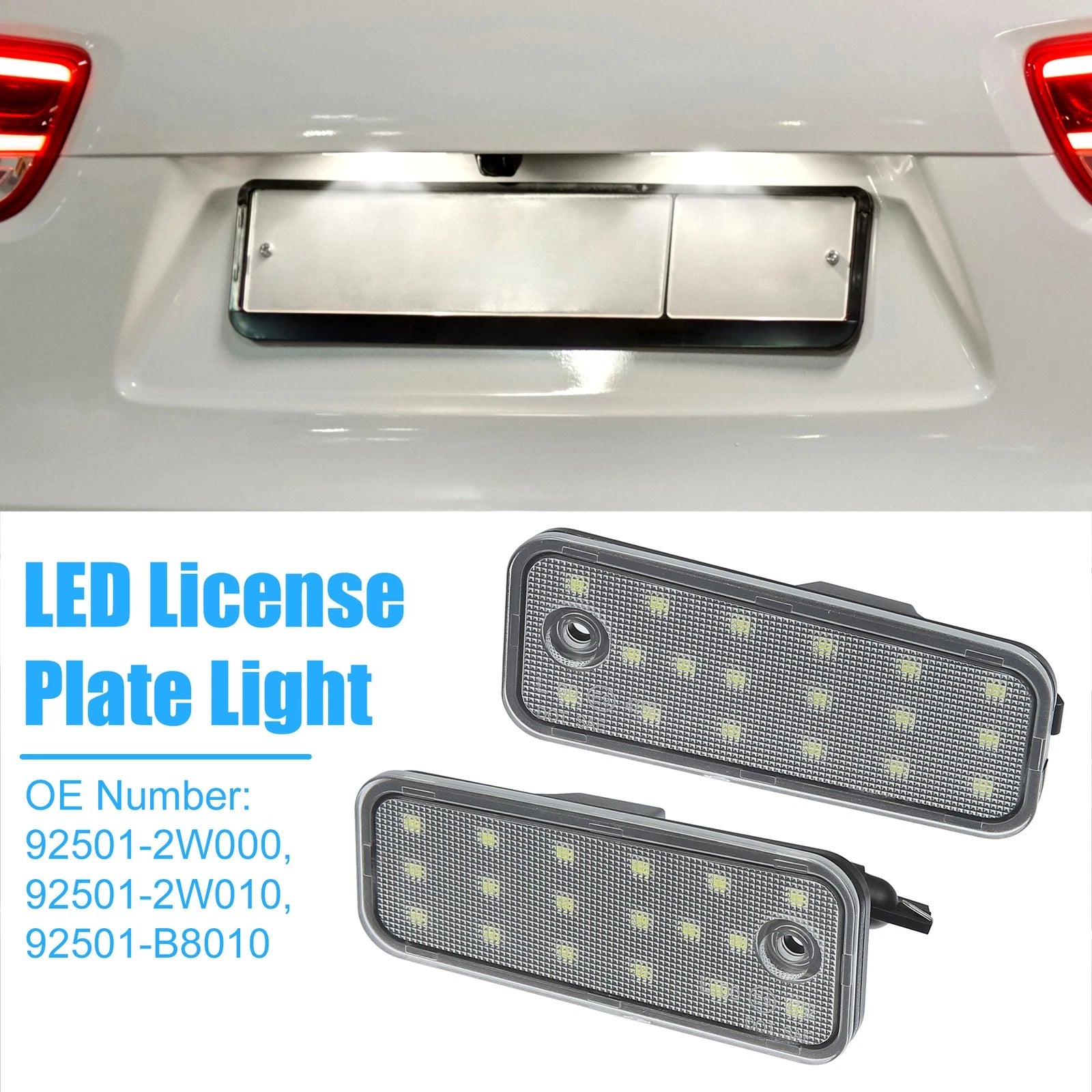 2pcs White LED License Plate Light Replacement for Hyundai Santa Fe (2013–2016)
