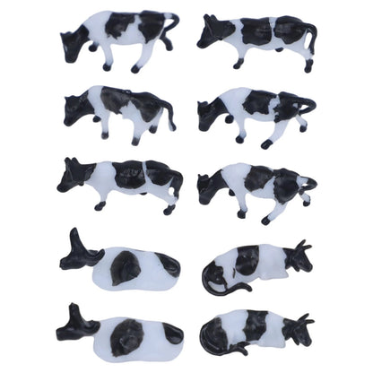 10pc Black & White Cow Set for Model Railway (HO/OO Gauge)