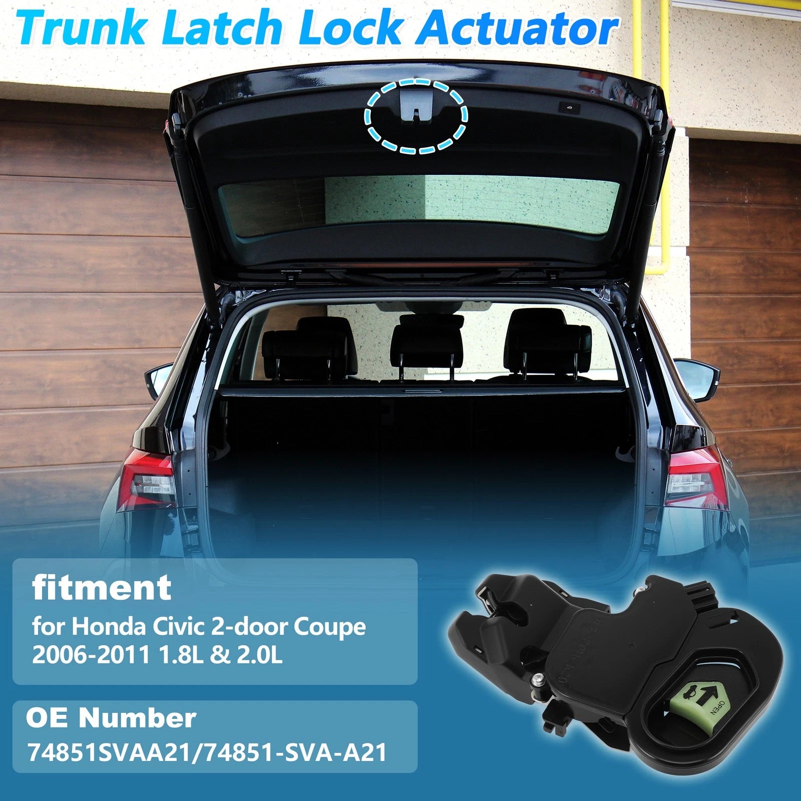 Tailgate Latch Lock Actuator for Honda Civic 2-Door Coupe (2006–2011)