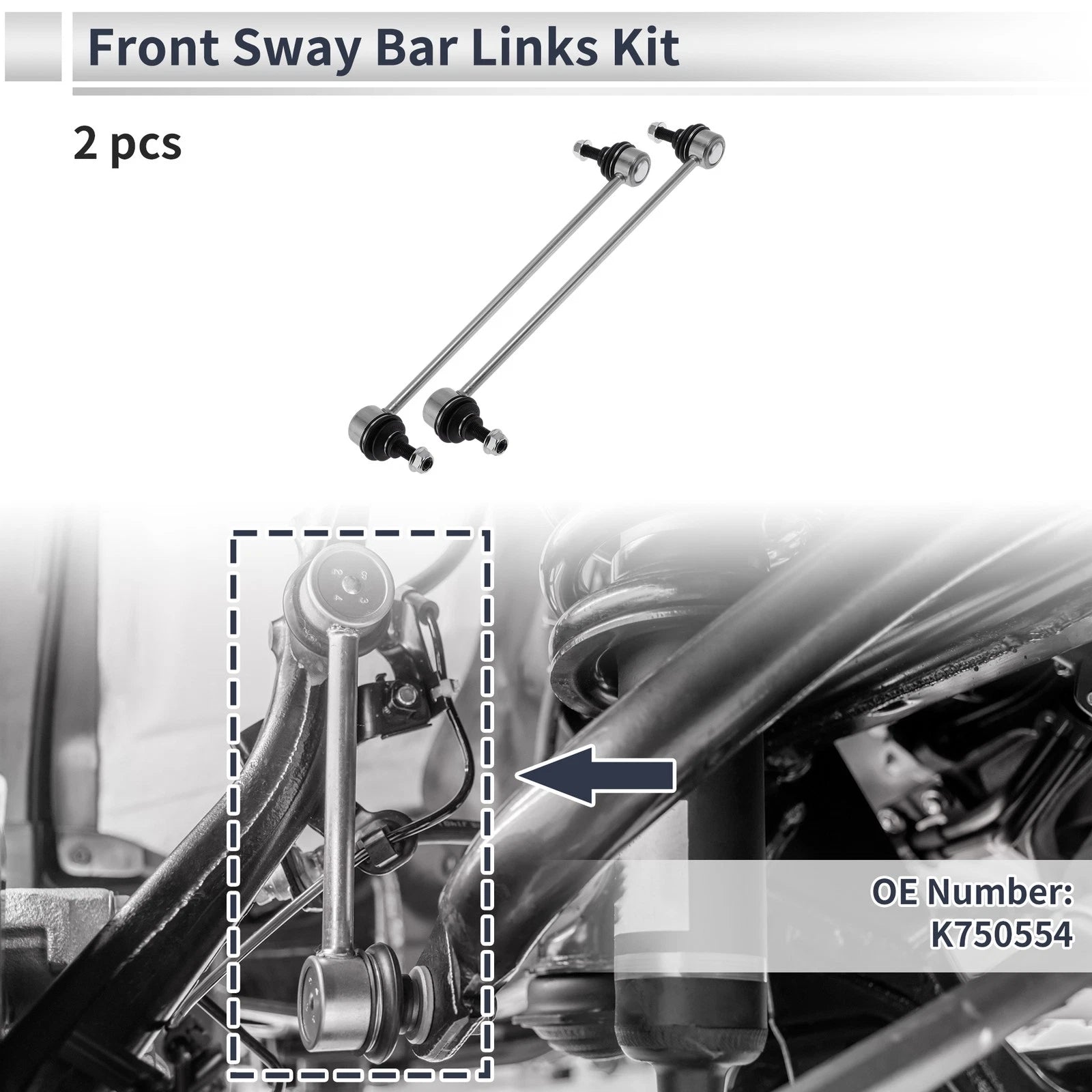 Front Stabilizer Bar Links No Bushing for Mazda 3 (2010–2013) 2 Pcs