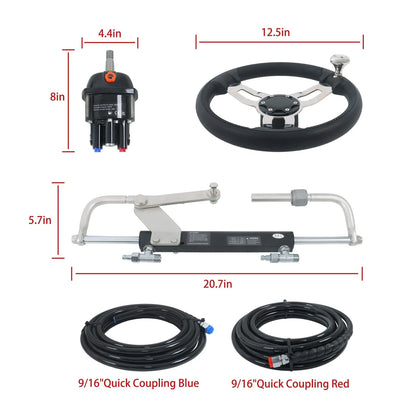 Hydraulic Outboard Steering System Kit for Boats (90HP)