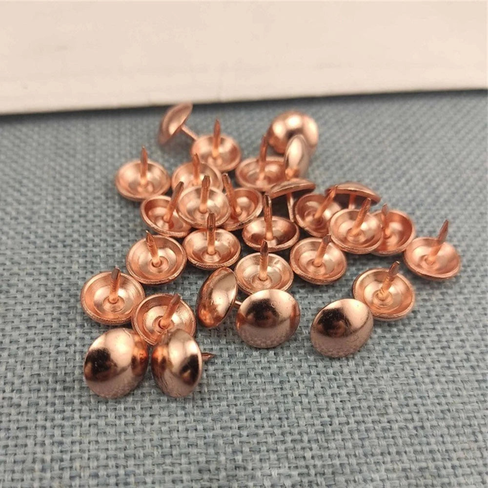 100Pcs Rose Color Upholstery Nails for Furniture, Jewelry Box, Sofa Bed
