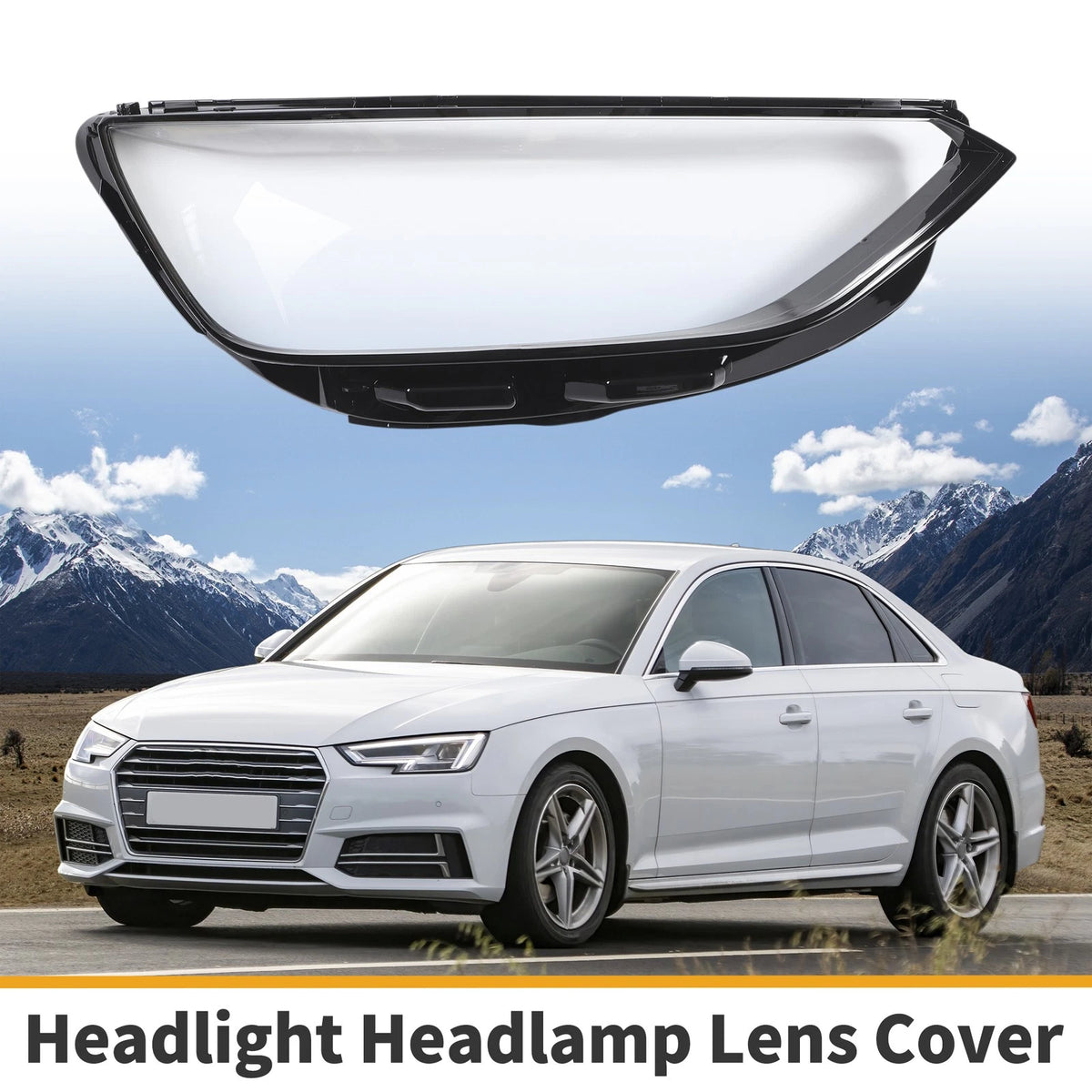 1 Pc Headlight Lens Cover for Audi A4 (2020–2023) Clear Black