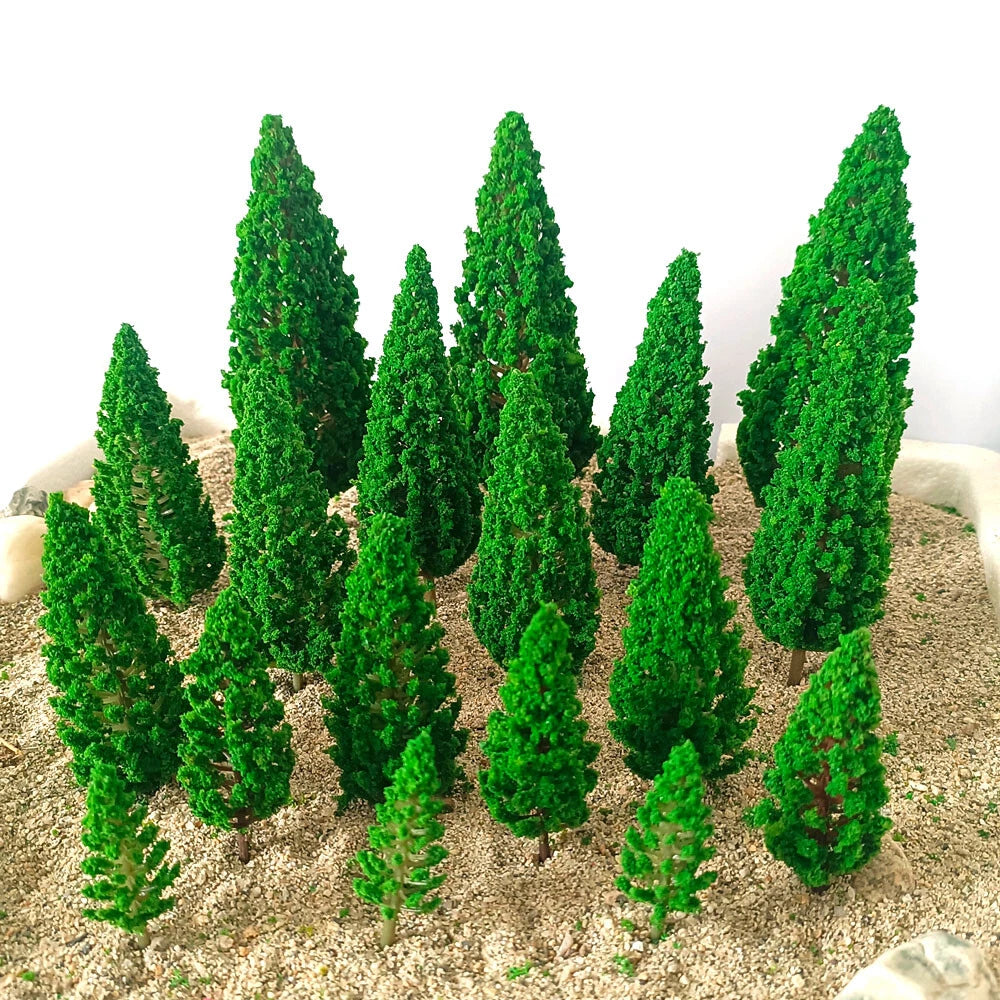 18Pcs Mixed Model Tree Scenery Parts for Railroads & Train Diorama