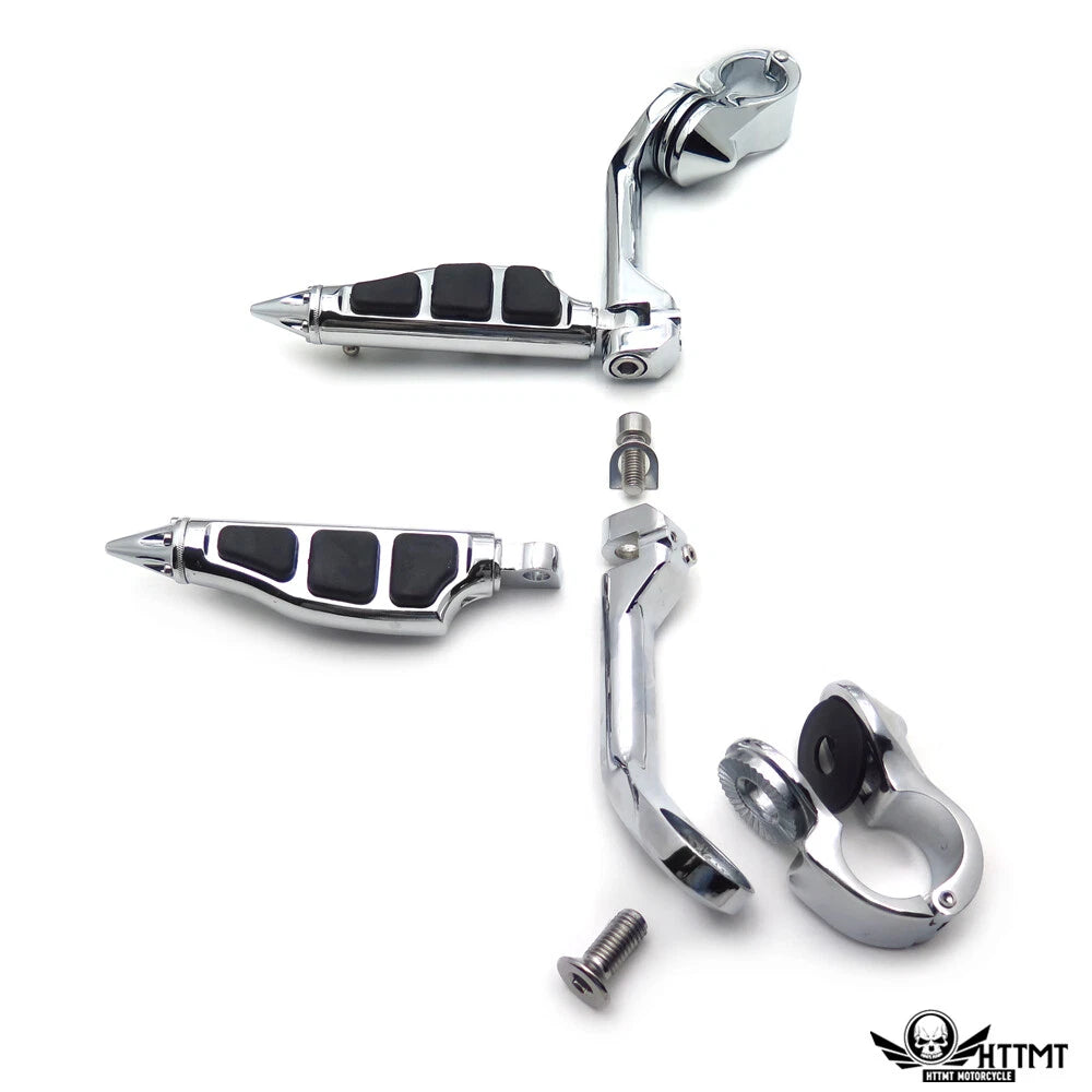Chrome 5" Highway Foot Peg Kit for Yamaha V-Star & Harley Touring (1.25")