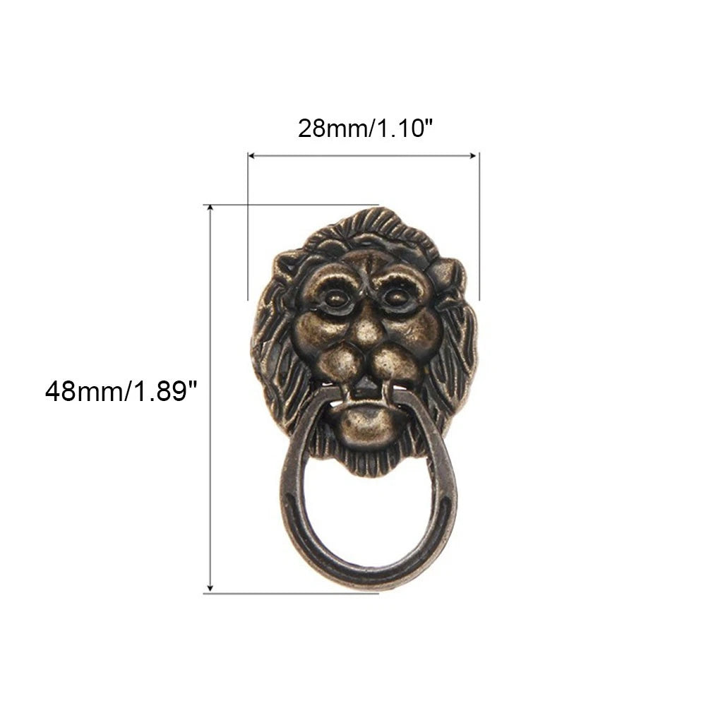 Set of 5 Antique Bronze Lion Head Cabinet Drawer Pull Knobs 28x48mm