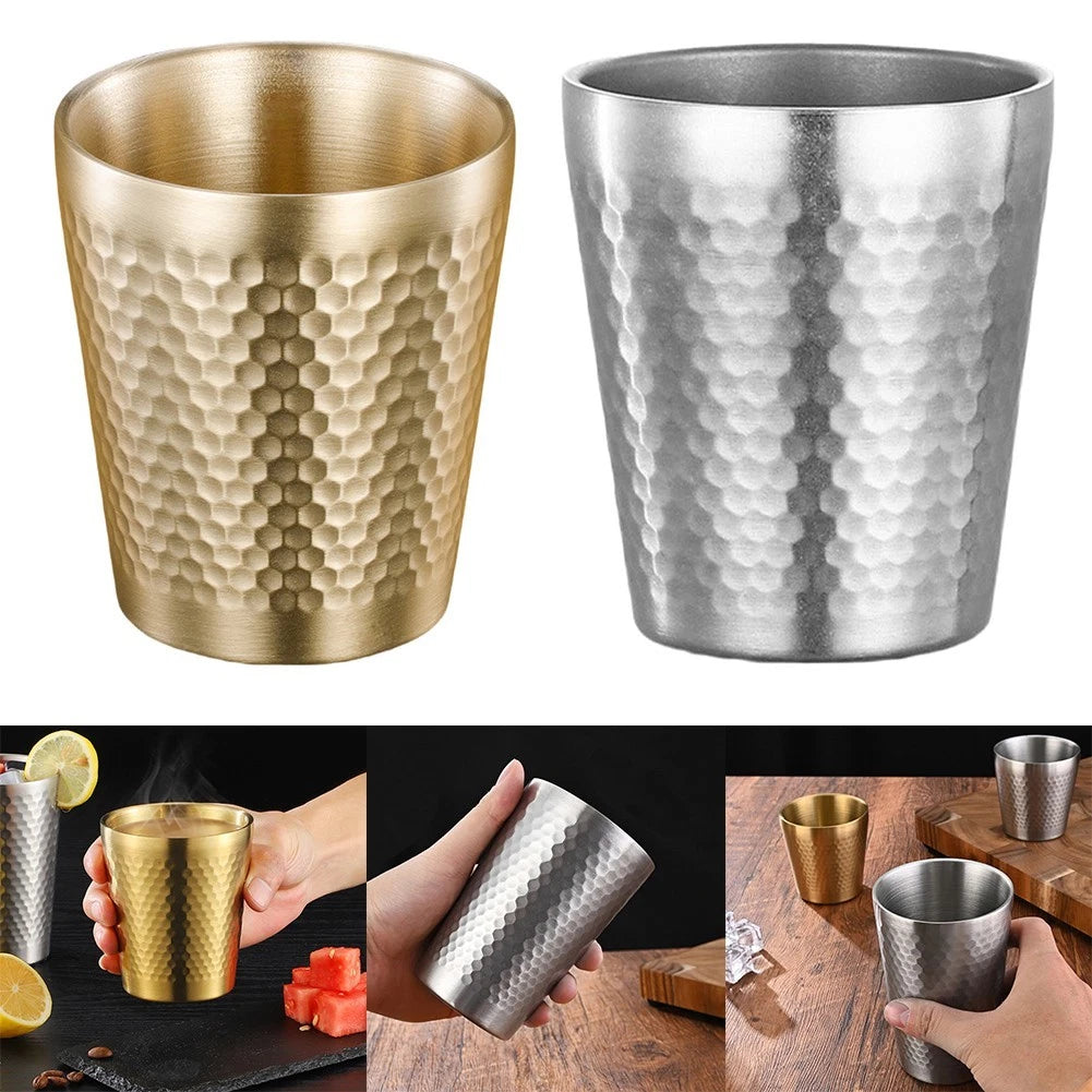 Set of 4 Stainless Steel Double Layer Cups 175ml for Hiking Picnic