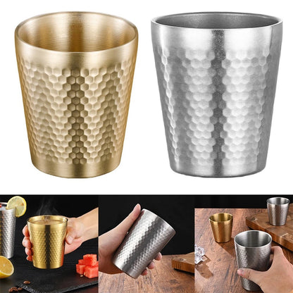 Set of 4 Stainless Steel Double Layer Cups 175ml for Hiking Picnic