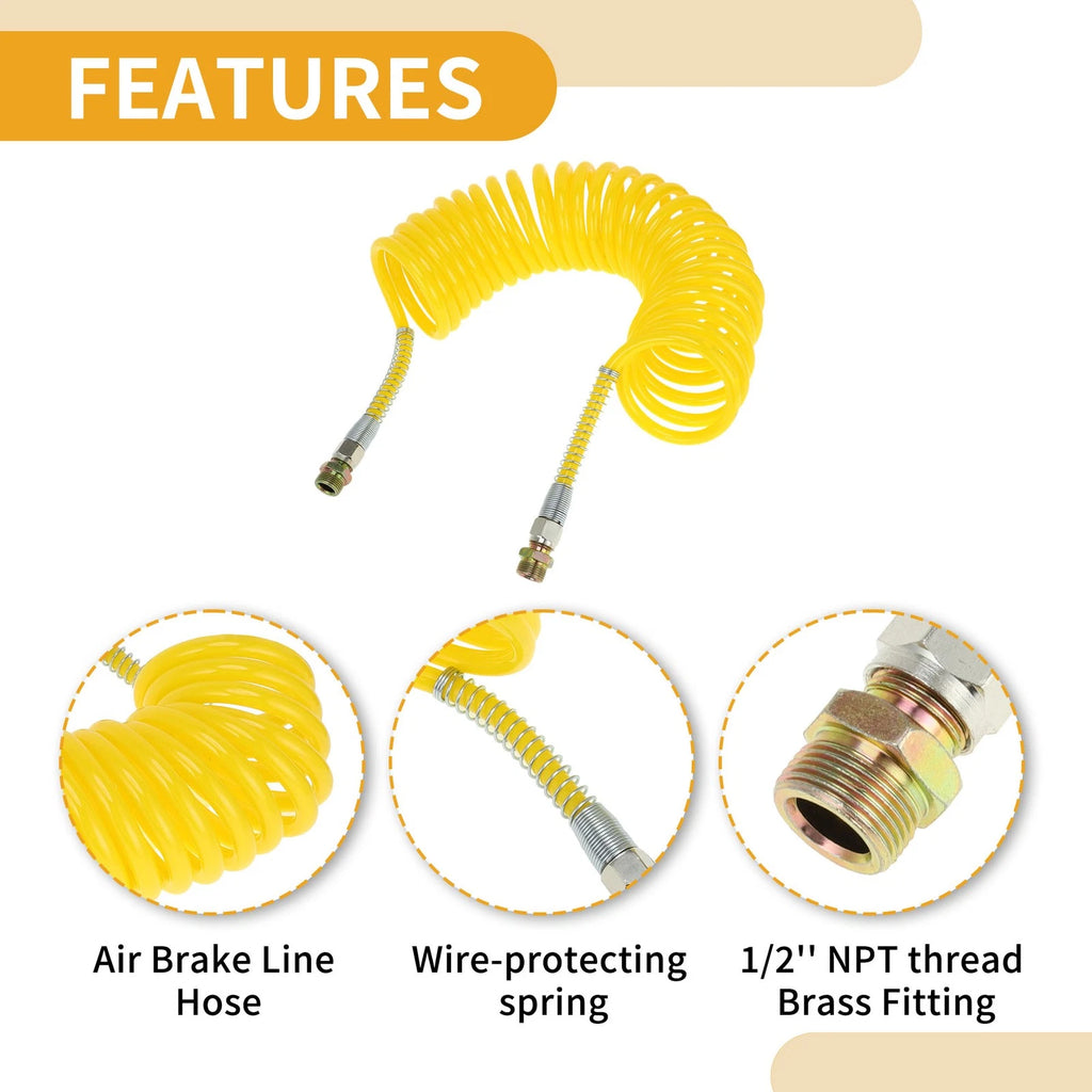 Air Brake Hose for 24.5FT Coiled Line (PU Iron)