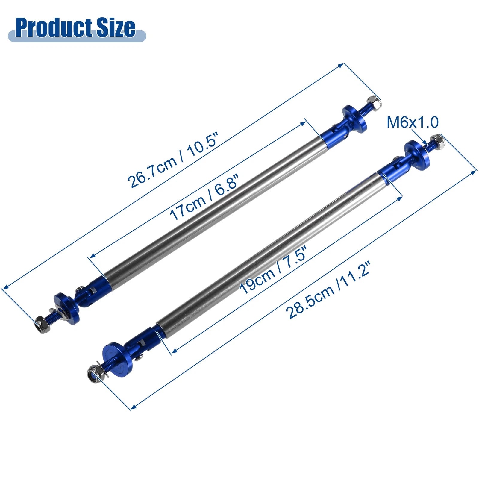 1 Pair Front Bumper Lip Splitter Diffuser Strut Rod for Car (170mm, Blue)