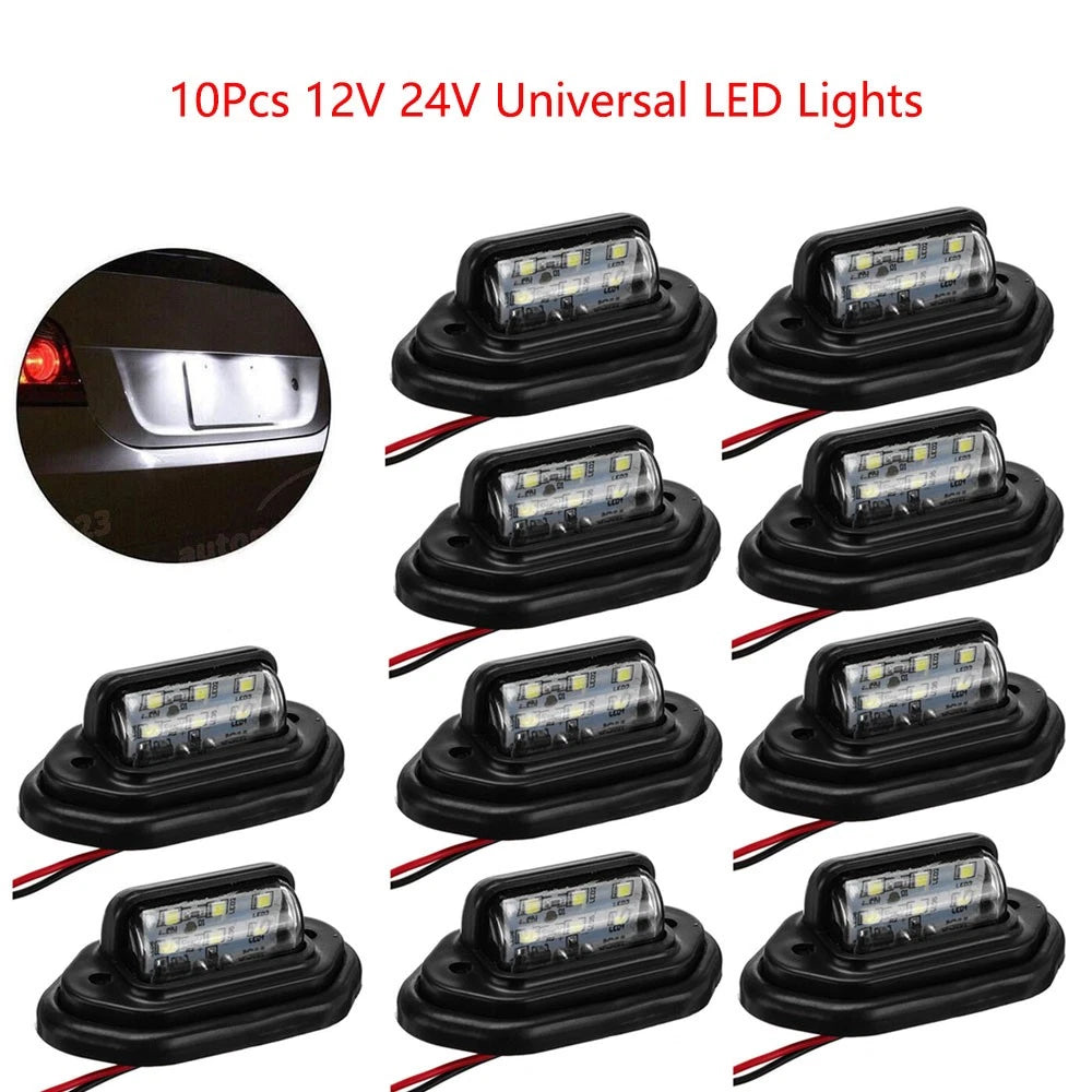 10Pc LED License Plate Light for Boat Accessories (12V–24V)