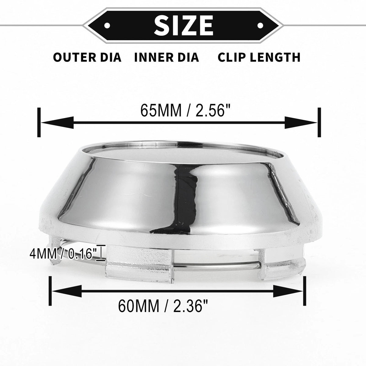 Set of 4 Wheel Hub Center Caps for 65mm ABS Silver Black