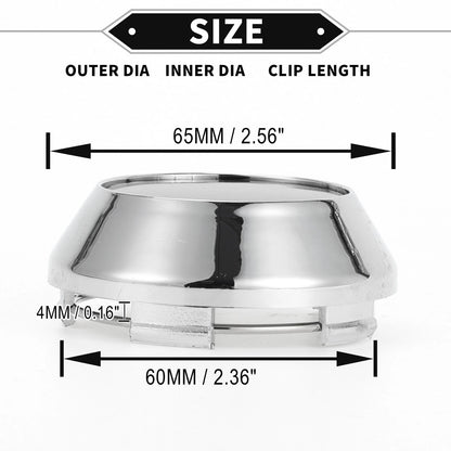 Set of 4 Wheel Hub Center Caps for 65mm ABS Silver Black