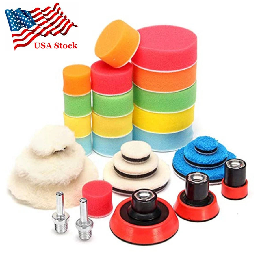 29Pcs Polishing Pad Kit Buffing Wool Sponge Pads + M14 Wheel for