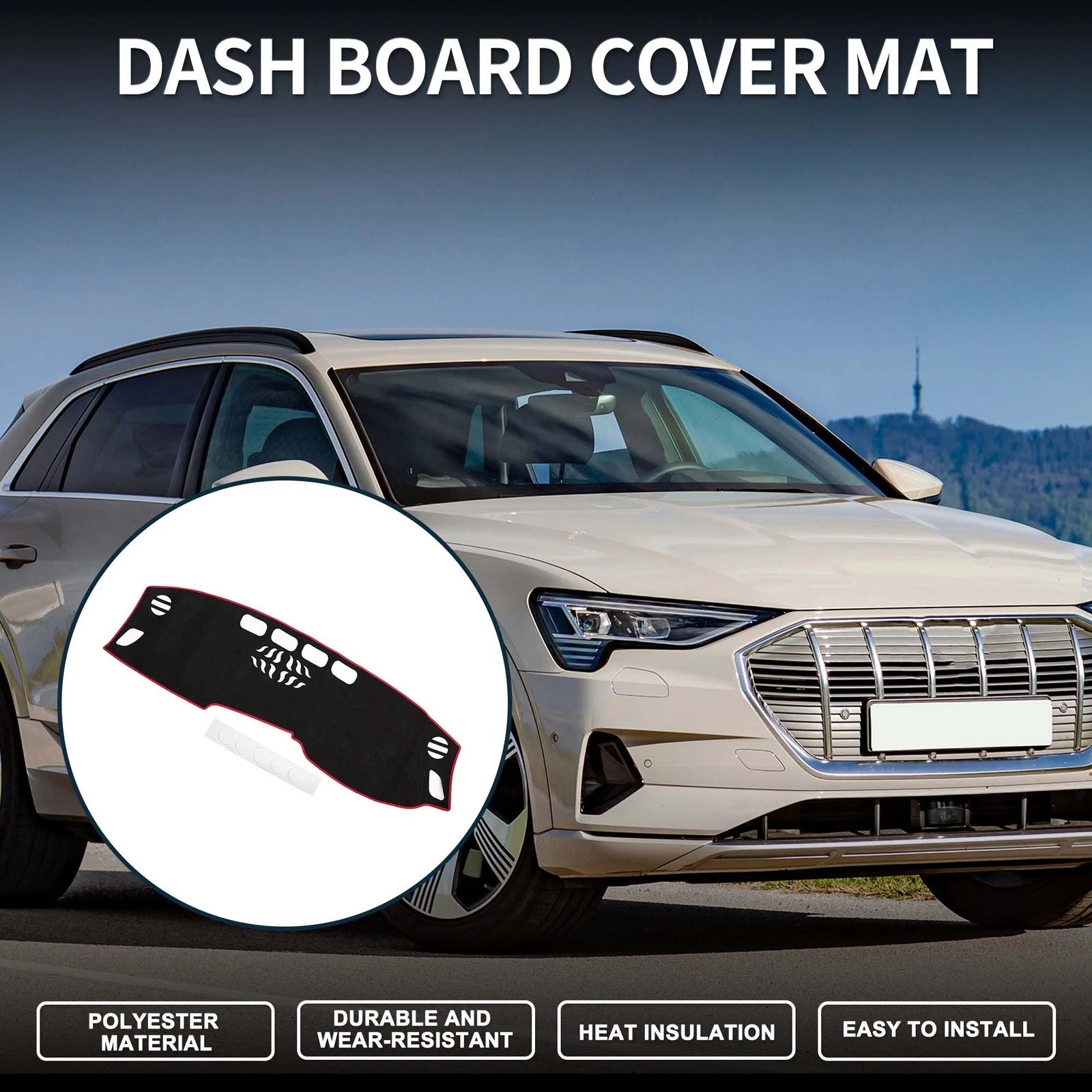 Dashboard Dash Cover Mat for Audi A4 2017–2020 Sun Protector Pad Black Red