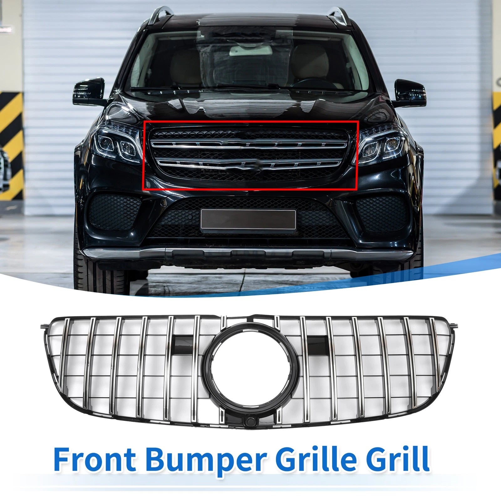 Front Upper Bumper Grille Grill Replacement for Mercedes-Benz GLS500 2017–2019