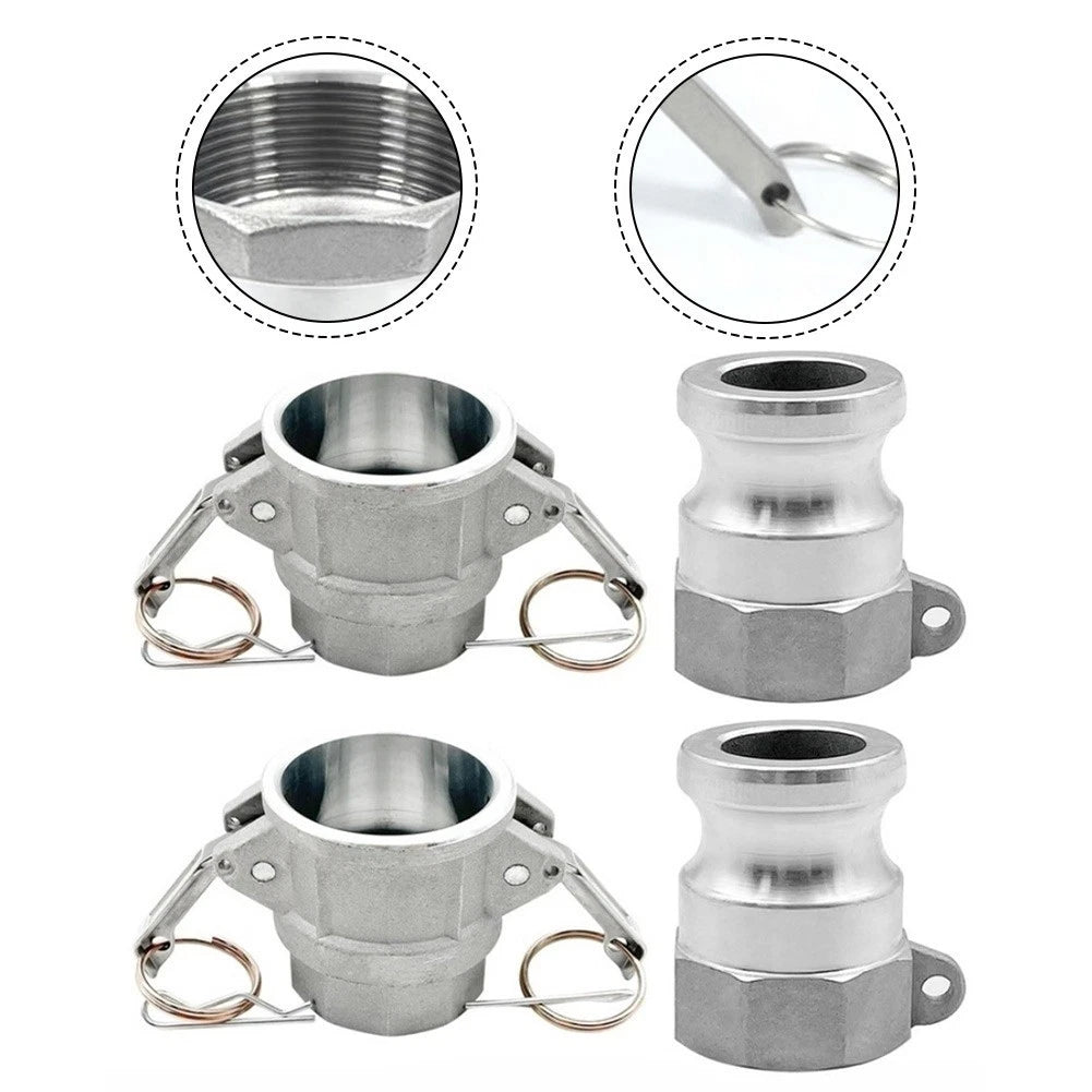 2X Aluminum Cam Lock Hose Fittings with NPT Threads