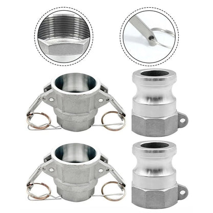 2X Aluminum Cam Lock Hose Fittings with NPT Threads