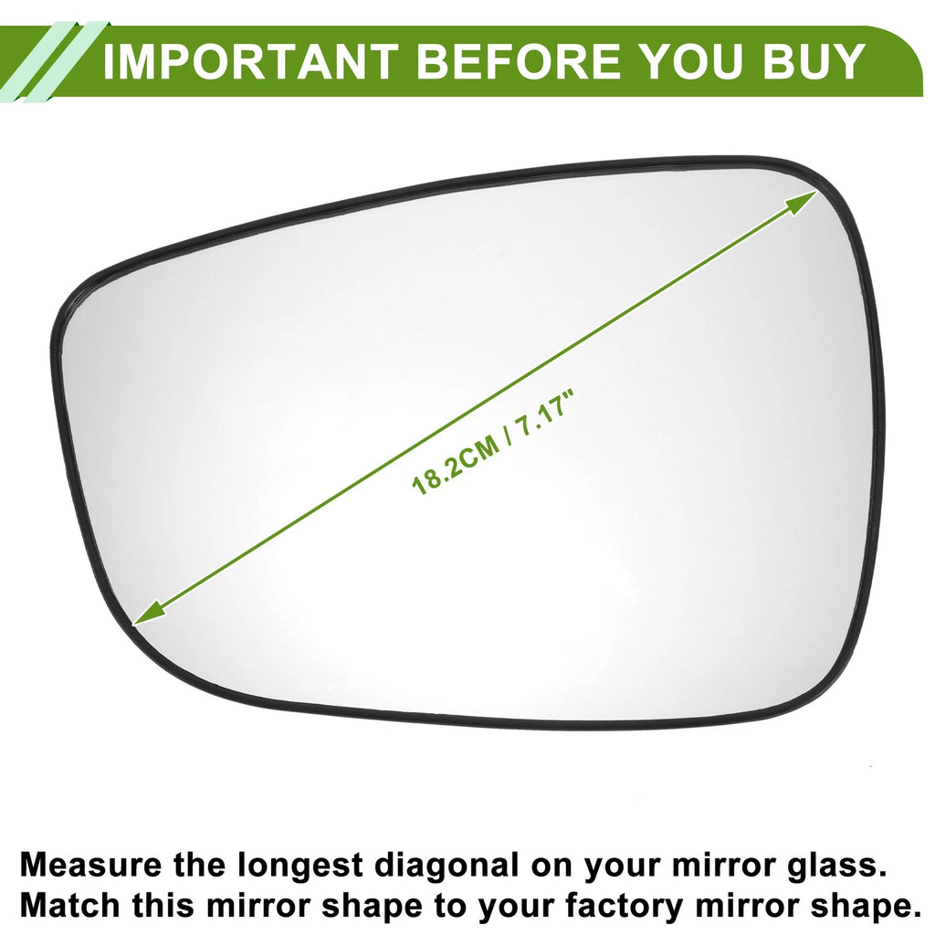 Left Side Mirror Glass Non Heated Replacement for Hyundai Accent (2011–2017)