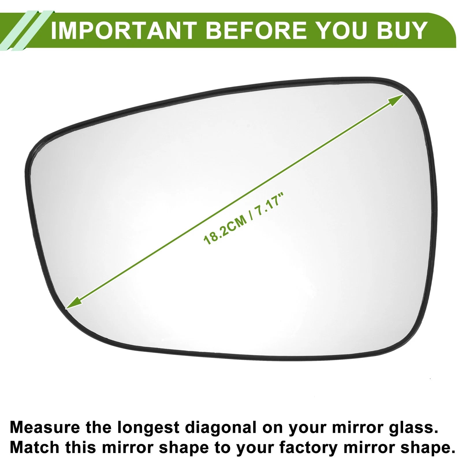Left Side Mirror Glass Non Heated Replacement for Hyundai Accent (2011–2017)