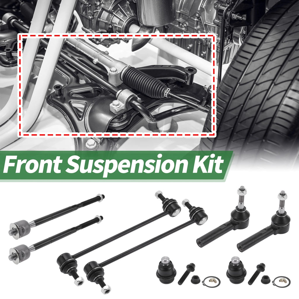 8 Pcs Front Suspension Kit Tie Rod Ends Sway Bar Link for Dodge (2005–2015)