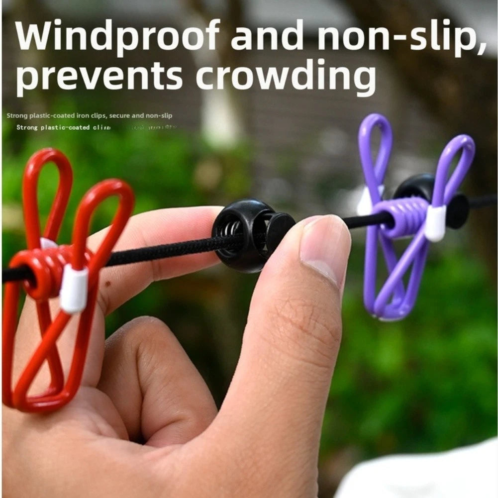 12 Clip Lightweight Travel Clothesline with Reinforced Iron Hooks