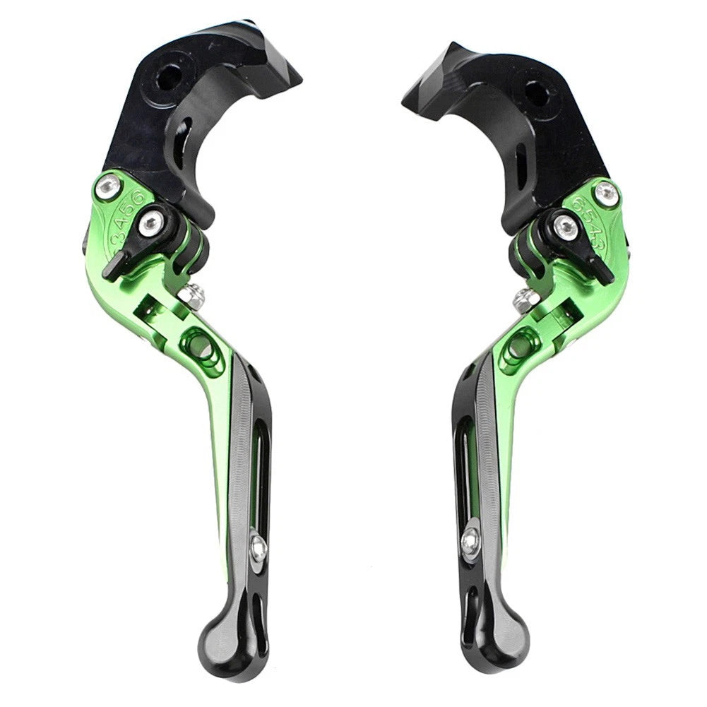 2X Foldable Brake Clutch Levers for Kawasaki ZX 14R (2006–2015) Green/Black