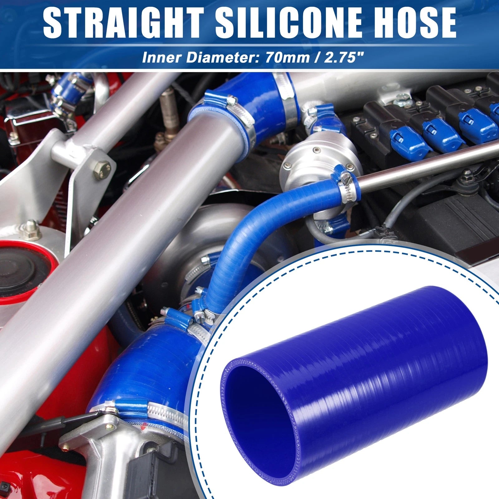 2.75" ID 6" Length Silicone Reducer Hose for Intercooler (Universal)