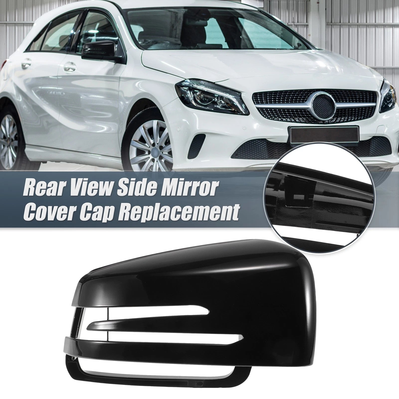 Right Mirror Cover Cap Gloss Black for Mercedes Benz A Class B Class C Class (2000–2015)