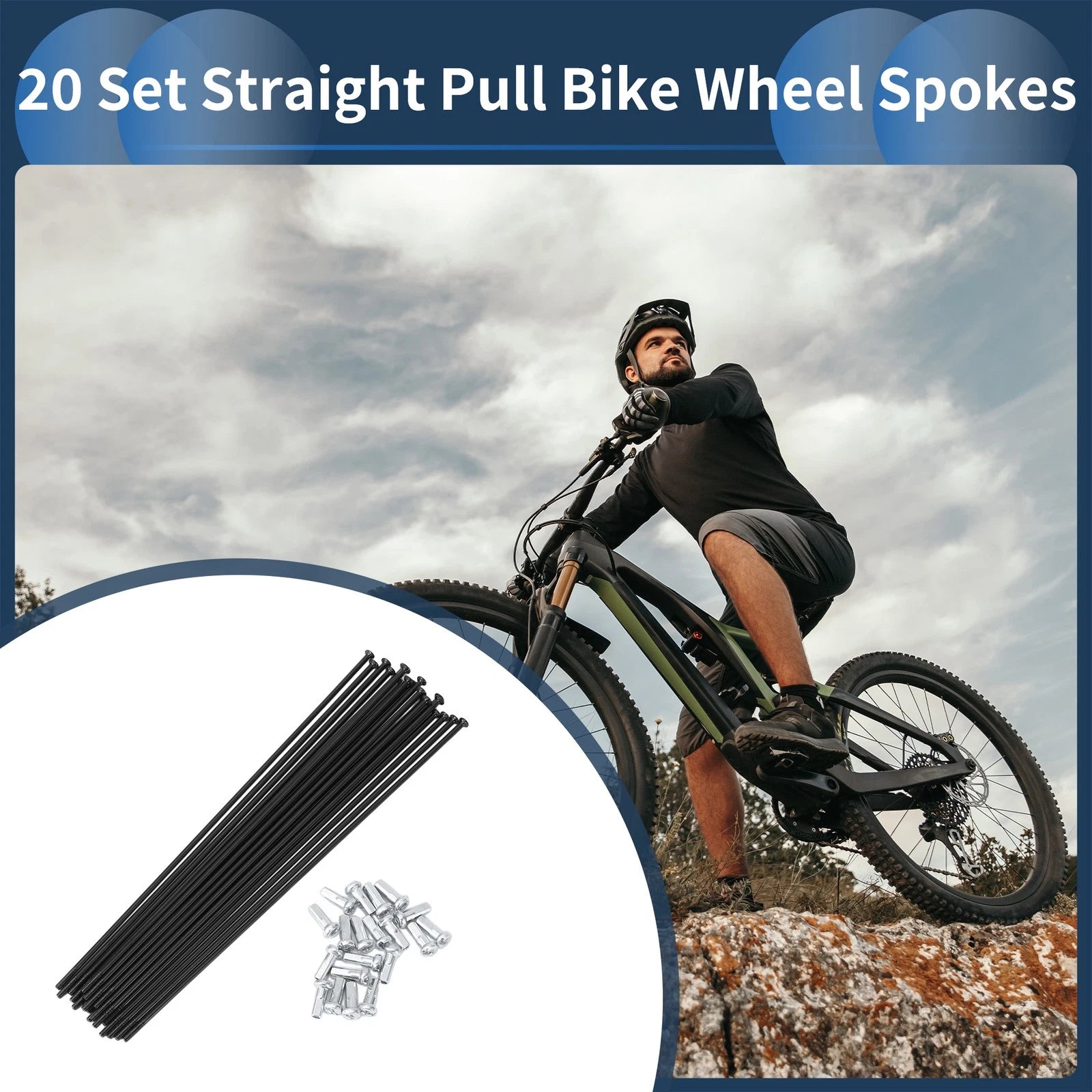 Bicycle Spokes 157mm Straight Pull 14G for 20 Set Wheel Spoke Replacement
