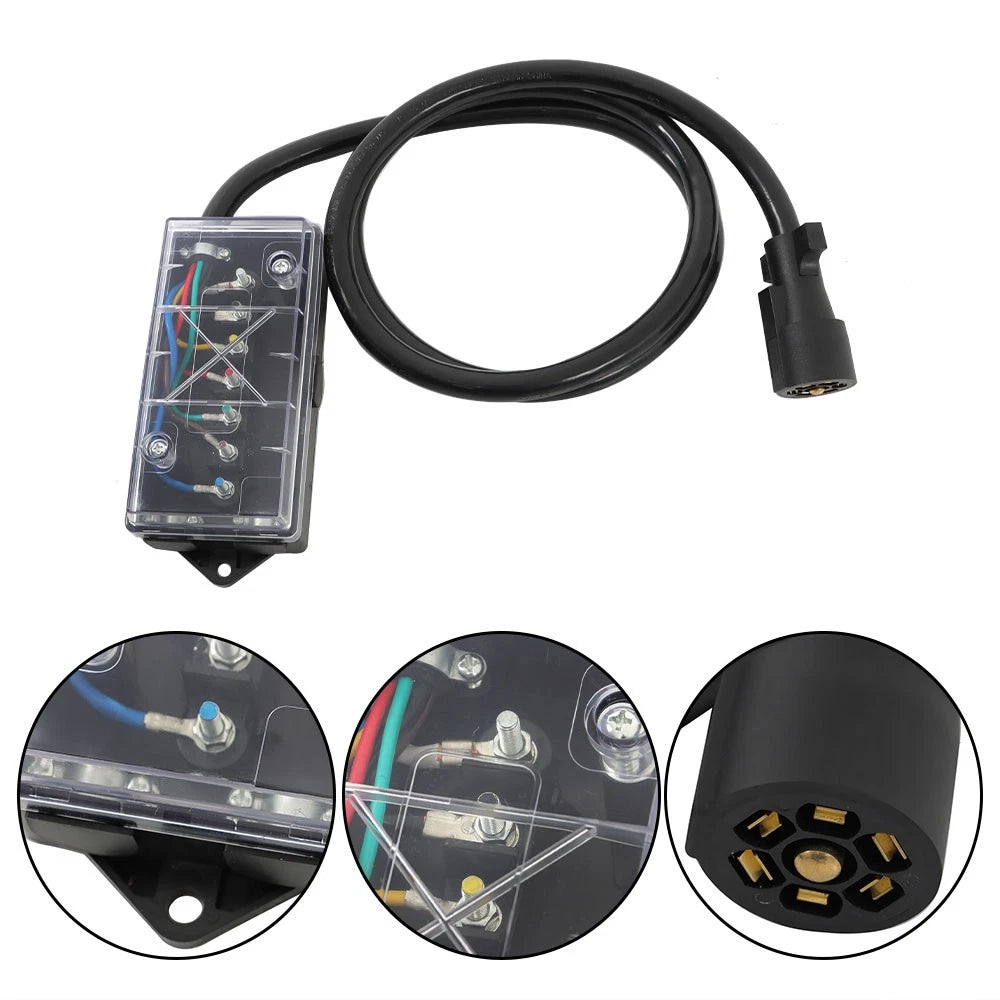7 Way Trailer Cable with 7 Pin Plug & Junction Box for RV Trailer (6FT)