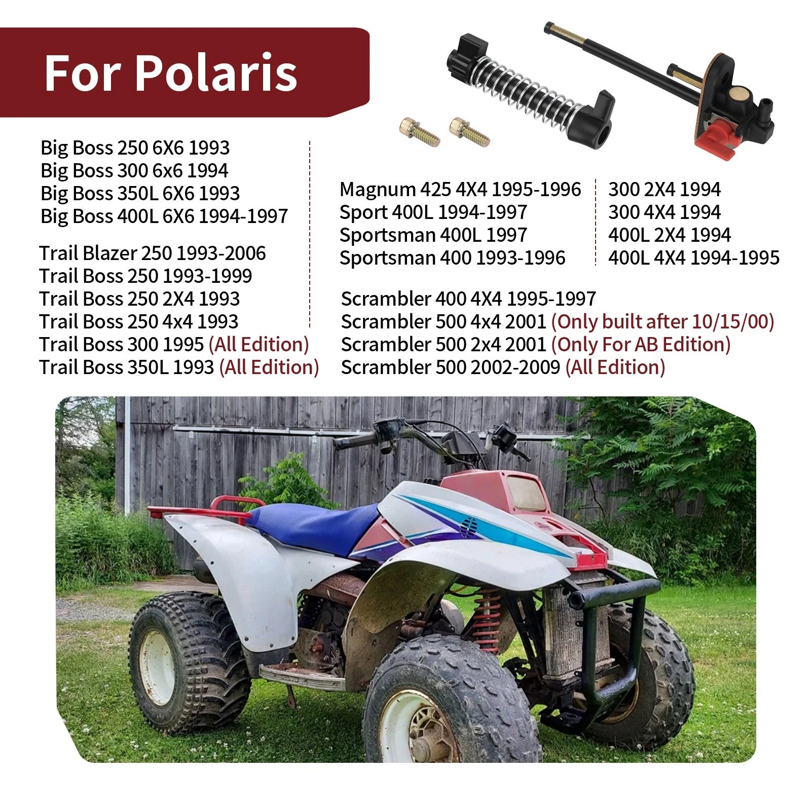 Fuel Valve Shutoff Petcock for Polaris Sportsman 400, Scrambler 500 (1996–2002) 7051006