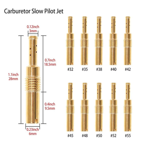 10pcs Carburetor Slow Pilot Jet Kit for PWK Keihin OKO CVK (#32-#55)