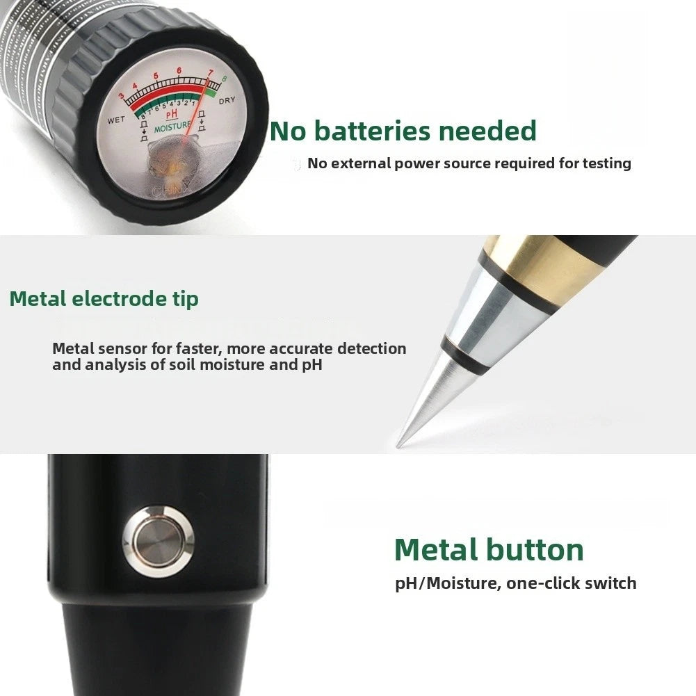 Soil Moisture and pH Tester with Metal Probe for Plant Care