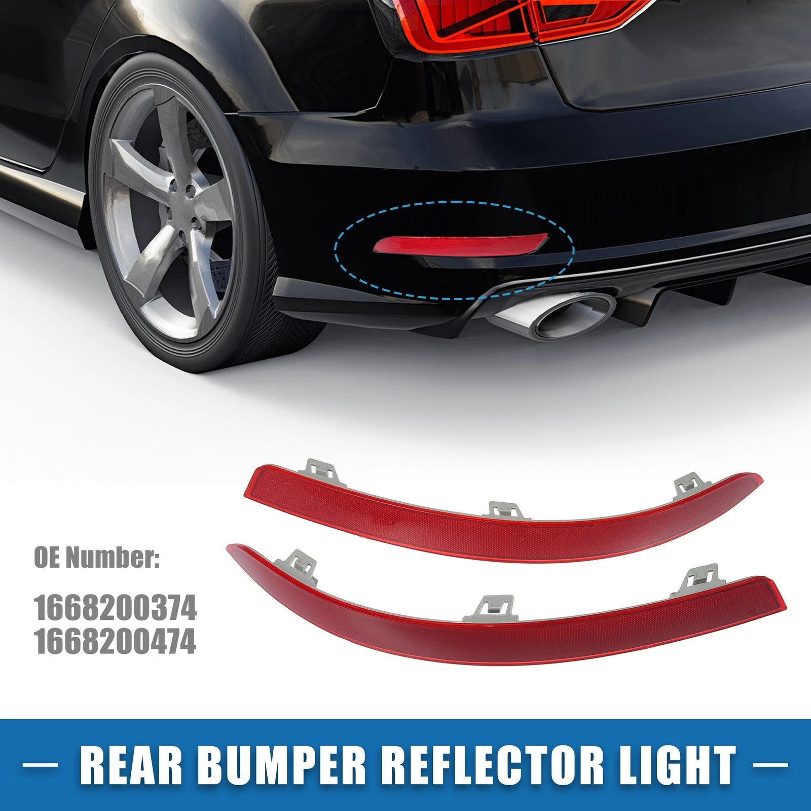 Rear Bumper Reflector Light Replacement for Mercedes-Benz ABS Red Gray Pair (2018–2022)