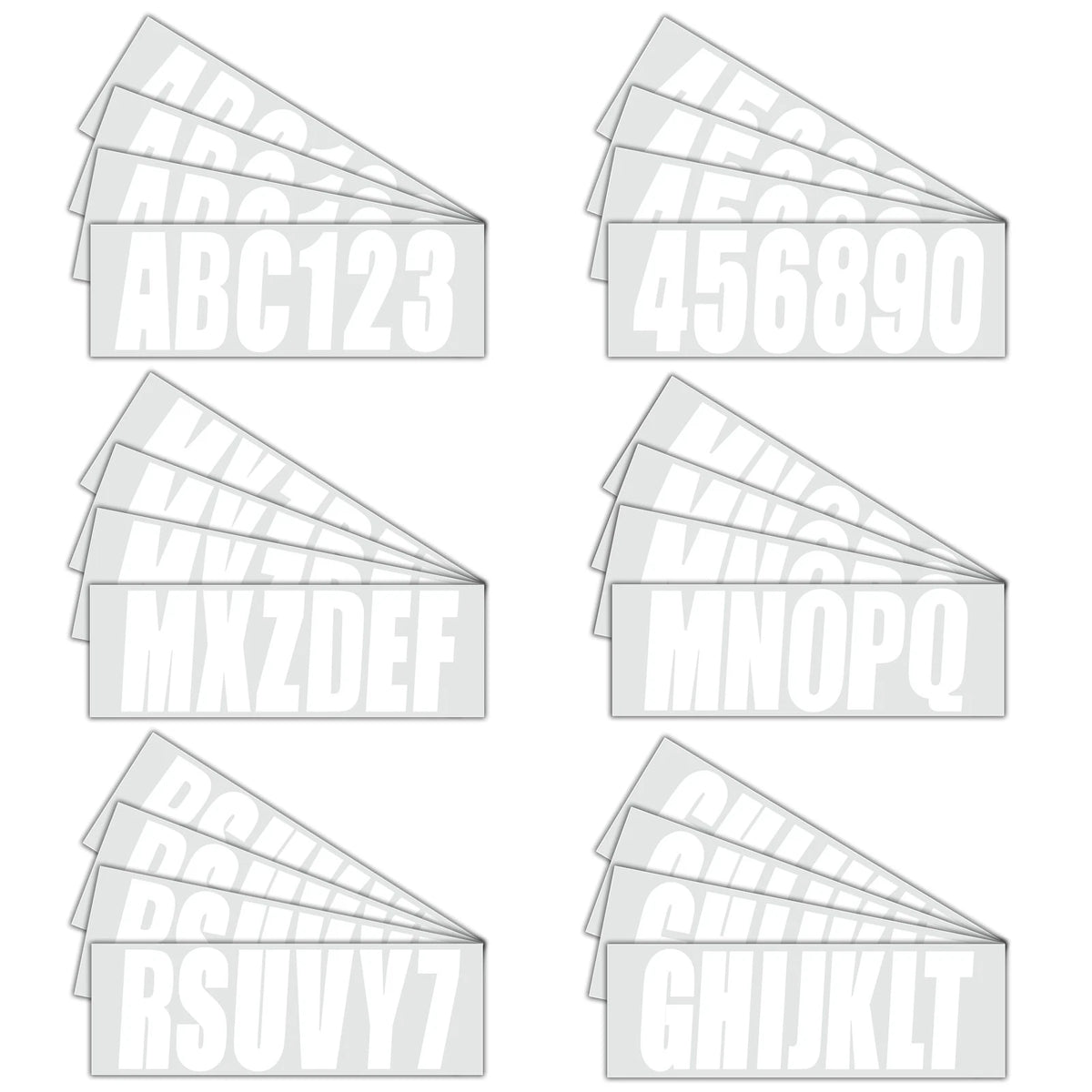Set of 4 White Decals for Boat Registration A-Z & 0-9