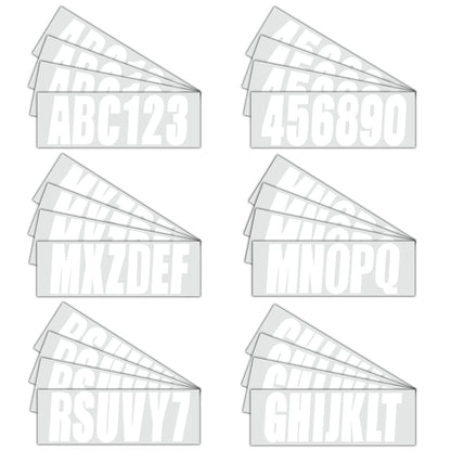 Set of 4 White Decals for Boat Registration A-Z & 0-9