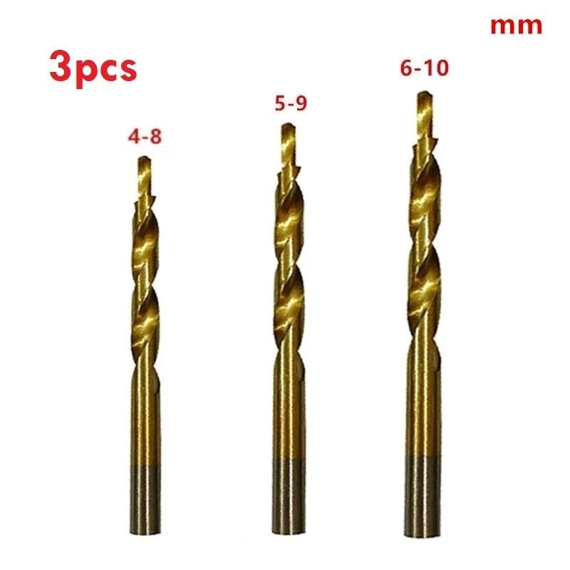 3Pcs HSS Drill Bits 8-4mm/9-5mm/10-6mm for Automotive Use