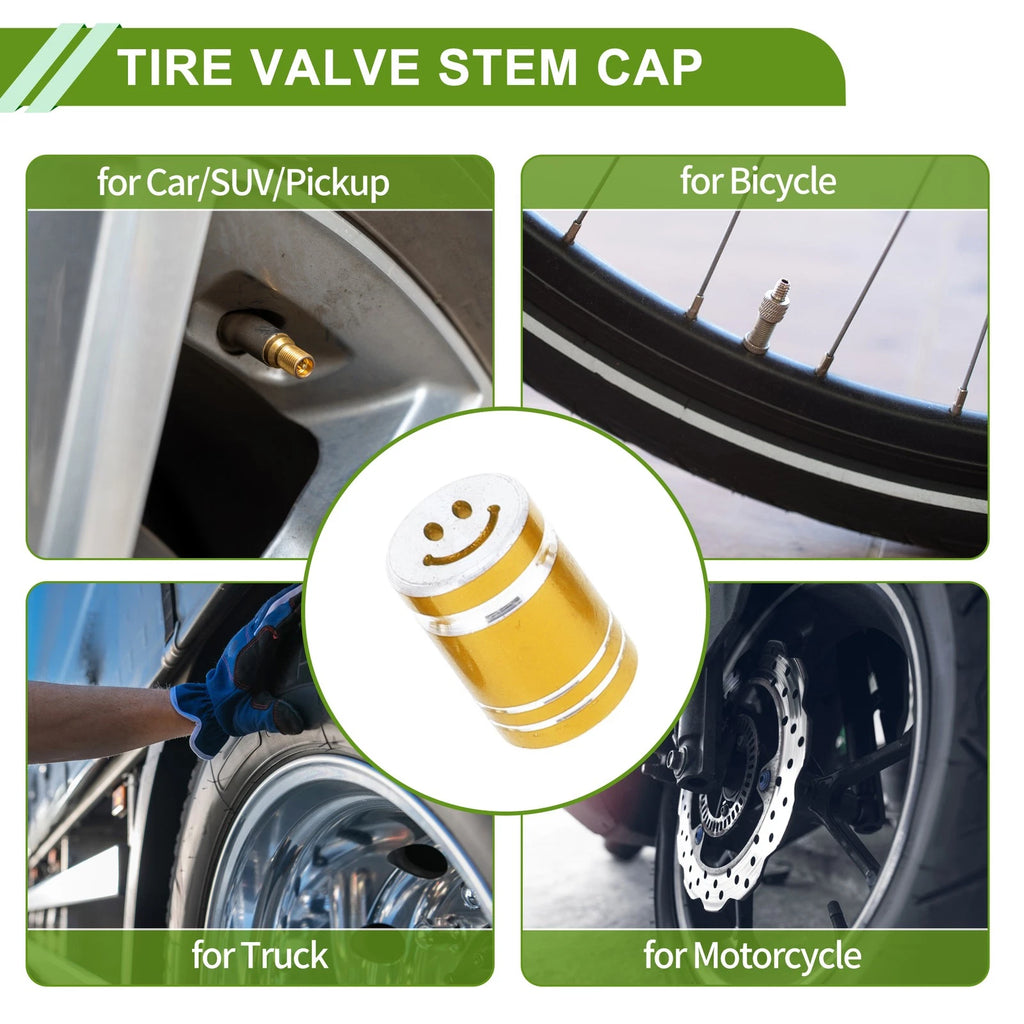 Tire Valve Stem Caps Gold Tone Replacement for Bicycle Tire 4 Pack (4)