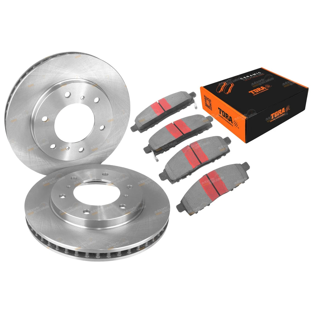 2 Front Disc Brake Rotors + Pads Set for Mitsubishi Challenger (2009–2015)